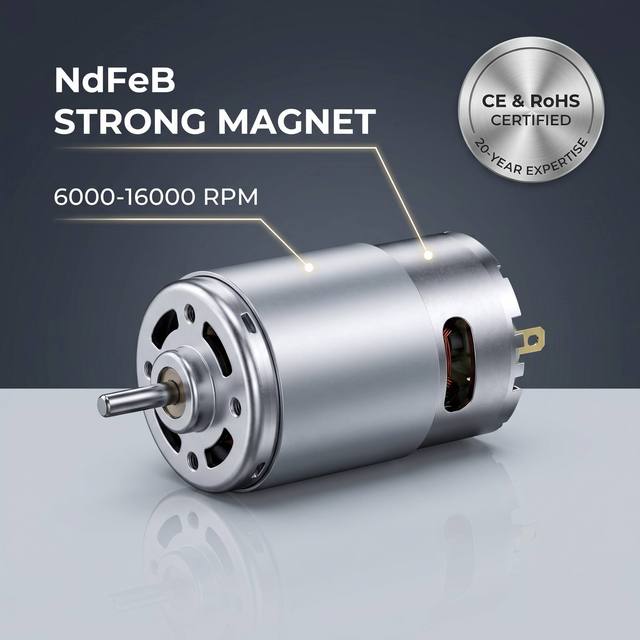 YF RS-555 36mm DC Motor 12V 24V 16000RPM High Torque NdFeB Magnet Double Ball Bearing Brushed Motor for Robot Power Tool CE RoHS
