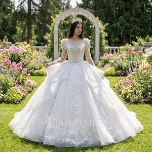 Robe de mariée féerique Jancember, nouvelle collection, style luxe léger, coupe longue et ajustée, manches longues, ornée de perles de haute qualité - Product Image 1