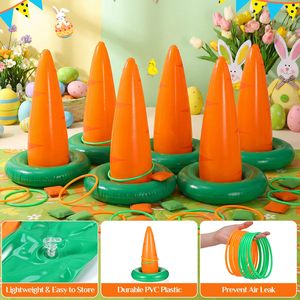 Jeu de lancer d'anneaux gonflables en PVC Seenelling Carottes de Pâques pour adultes, usage familial et scolaire, décorations de fête, amusant et mignon - Product Image 4