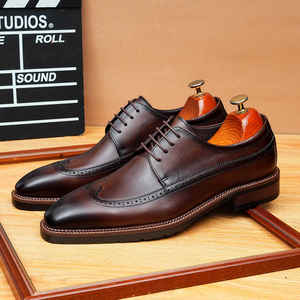 รองเท้าผู้ชายหนังแท้สไตล์อังกฤษหัวแหลม, รองเท้าทางการผ้าปักตกแต่งสีวาดมือลำลองอเนกประสงค์ - Product Image 5