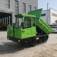 Dumper sur chenilles diesel certifié CE de 5 tonnes avec cabine fermée, mini-transporteur agricole tout-terrain, camion benne
