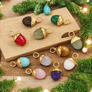 Para amuletos de piedra natural con forma de bellota |   Colgantes de Acero Inoxidable con Baño de Oro PVD de 18K, Joyería de Moda para Hacer Colgantes - Product Image 3