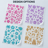 Autocollants décoratifs brillants en PET pour accessoires de mode OEM, impression pailletée, découpe kiss-cut, feuille d'autocollants brillants décoratifs