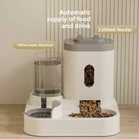 Distributeur automatique d'eau et de nourriture pour chats et chiens, double gamelle, forme carrée, anti-bavure noire, anti-renversement, en thermoplastique