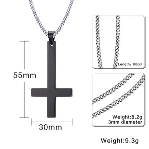 Collana da uomo gioielli satanici in acciaio inox con croce rovesciata - Product Image 5