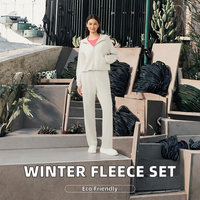 Ensemble de survêtement deux pièces à capuche en polaire respirante, coupe oversize, avec pantalon de jogging évasé en coton – Collection Hiver, Meilleures ventes