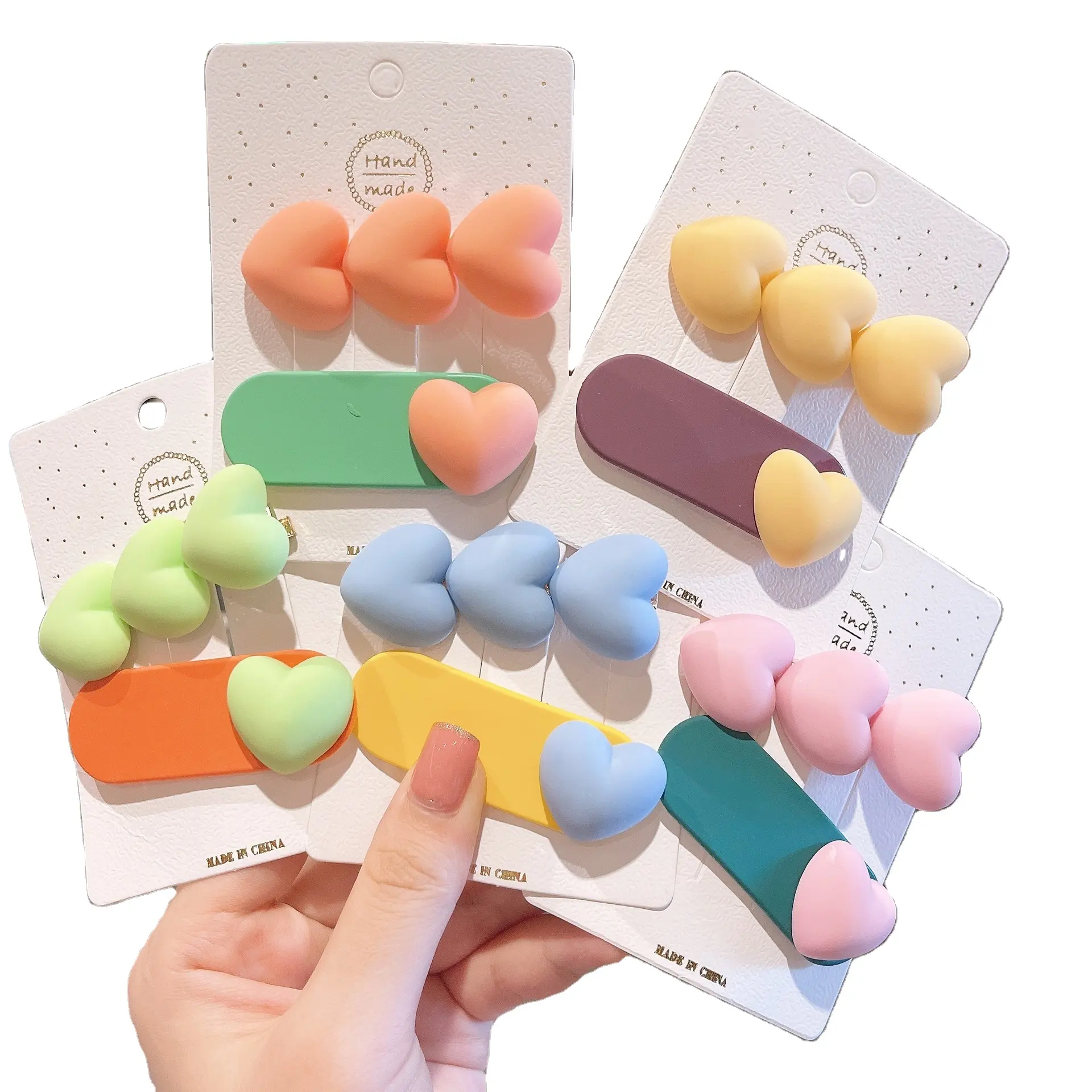 Newest Trendy Kids Accessories 2Pcs/Set Peach Heart Princess Hairpin for Children Cute Candy Color Hair Pins Set