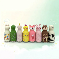 Gobelet à paille portable pour enfants, en acier inoxydable, isolé sous vide, anti-fuite, personnalisable, avec motif de dessin animé mignon en forme de tête de lapin