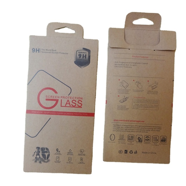 Custom logo Biodegradable Brown Kraft Paper Envelope Packaging for Tempered Glass Screen Protector