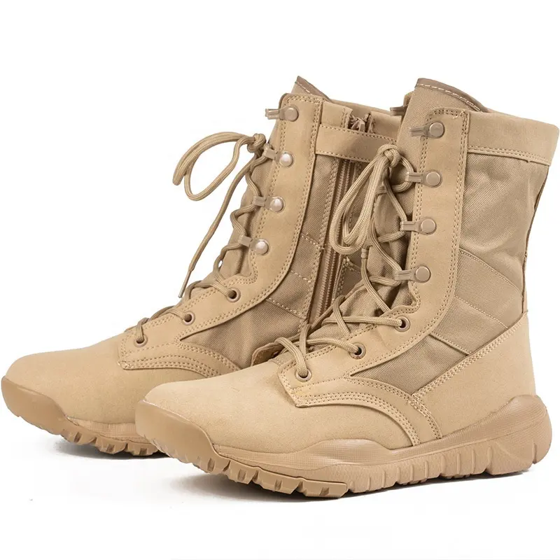 Wholesale Breathable Beige Desert Boots side zipper Safety BootsTactical Botas