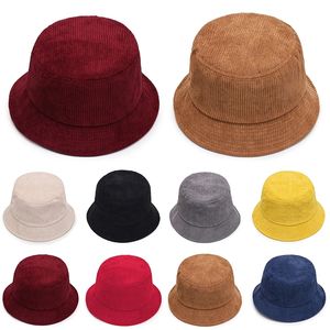 Chapeau seau printemps automne <span class=keywords><strong>velours</strong></span> <span class=keywords><strong>côtelé</strong></span> couleur unie femmes hommes chapeau de pêcheur casquette hip hop pliable <span class=keywords><strong>Bob</strong></span> Panama casquette de pêche - Product Image 2