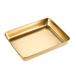 Stainless Steel Rectangular Tray With Lid Gold Color Food <b>Storage</b> <b>Container</b> Multi-size Set For <b>Kitchen</b> Use - Product Image 2