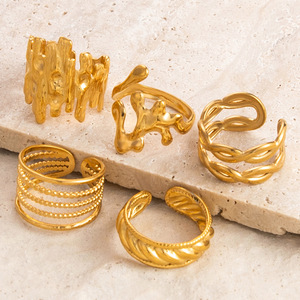 Fashion <b>Rings</b> Women's Geometric Open Design 18K Gold Plated Stainless Steel Multi Layer Twist <b>Ring</b> Jewelry Gift Yiwu - Product Image 3