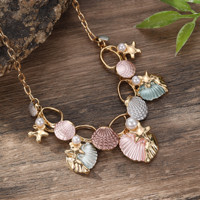 Chaîne de plage T01 personnalisée couleur huile coquille étoile de mer conque perle animal de mer collier à breloques épaisses