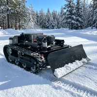 Tondeuse à gazon industrielle télécommandée sur chenilles haute puissance, moteur 4 temps, pelle à neige avant, support de rangement, éclairage LED pour travail nocturne, sans fil