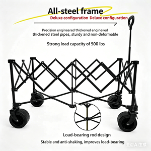 Chariot de camping en acier de qualité supérieure, grande capacité, <span class=keywords><strong>pliable</strong></span>, à quatre roues, avec roues à dégagement rapide, <span class=keywords><strong>remorque</strong></span> de camping extérieure OEM - Product Image 5