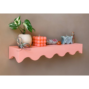 في زاوية المنزل والمطبخ ، حائط ريفي مثبت على الحائط ، رف وردي عائم ، - Product Image 1