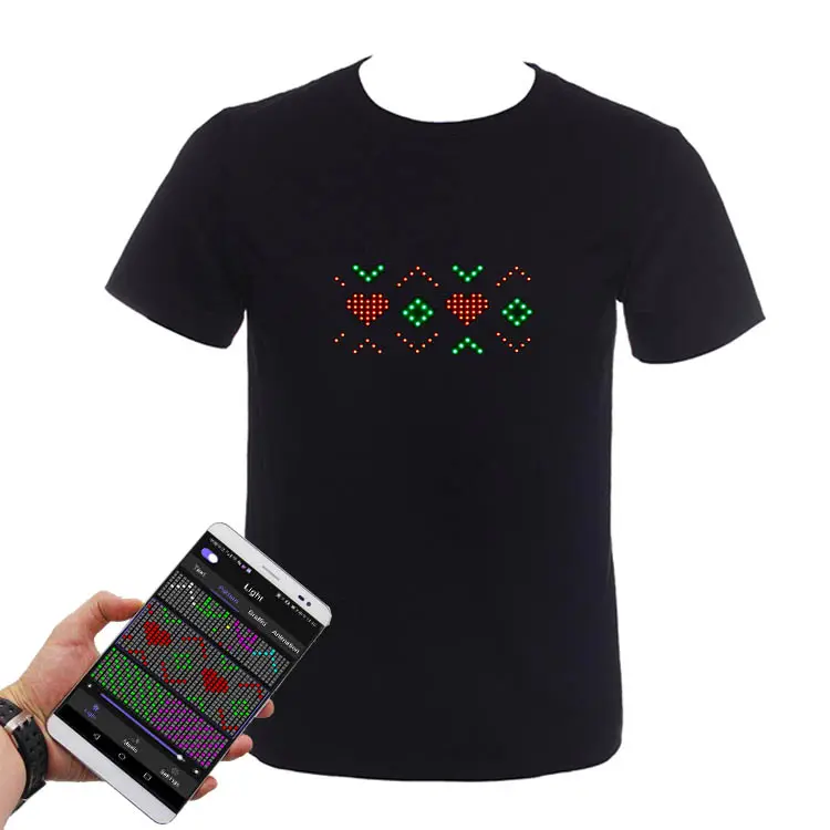 T-shirt d'halloween fluo 2021 à la mode, contrôle par application, LED, article de fête, Logo