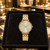 Montre Classique pour Femme, Boîtier en Verre Style Antique, Bracelet en Acier Inoxydable à 5 Maillons, Mouvement Quartz, Écologique, Étanchéité 3 ATM