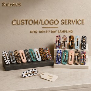 Barrettes en acétate scintillant ShilyOS, vente en gros, logo personnalisé, ensemble de barrettes dorées, accessoires capillaires géométriques pour femmes, OEM ODM - Product Image 1