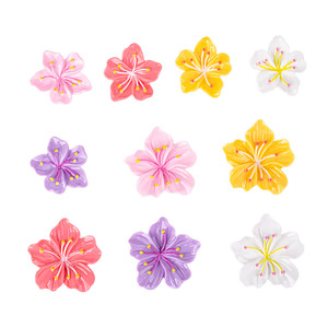 Abalorio de resina de Sakura de primavera brillante de la serie de colores de dibujos animados con técnica artística de tintes para accesorios decorativos DIY - Product Image 4