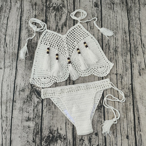 Ensemble <span class=keywords><strong>de</strong></span> bikini au crochet artisanal pour femme, maillot <span class=keywords><strong>de</strong></span> <span class=keywords><strong>bain</strong></span> bohème fait main pour les vacances d'été et les fêtes à la piscine, crochet pour femmes - Product Image 5
