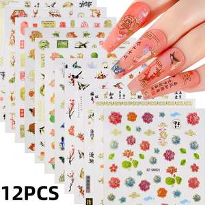 Pegatinas 3D para <span class=keywords><strong>Uñas</strong></span> con Diseño <span class=keywords><strong>de</strong></span> Flores <span class=keywords><strong>de</strong></span> <span class=keywords><strong>Loto</strong></span> y Peonía, Adhesivos Decorativos para <span class=keywords><strong>Uñas</strong></span> con Diseño <span class=keywords><strong>de</strong></span> Mariposas, Orquídeas, Golondrinas y Bambú, Calcomanías para Manicura - Product Image 2