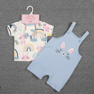 Set di 3 Pezzi Abbigliamento Neonato Estivo con Motivi Cartoon alla Moda, Maglietta a Maniche Corte e Salopette per 6 <span class=keywords><strong>Mesi</strong></span> - Product Image 5