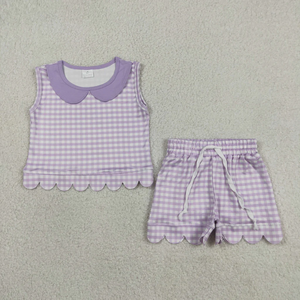 Girls Pink Striped 2-Piece Set Sleeveless Top with <b>Peter</b> <b>Pan</b> Collar and Shorts Cute Watermelon Popsicle Embroidery Summer <b>Outfit</b> - Product Image 3