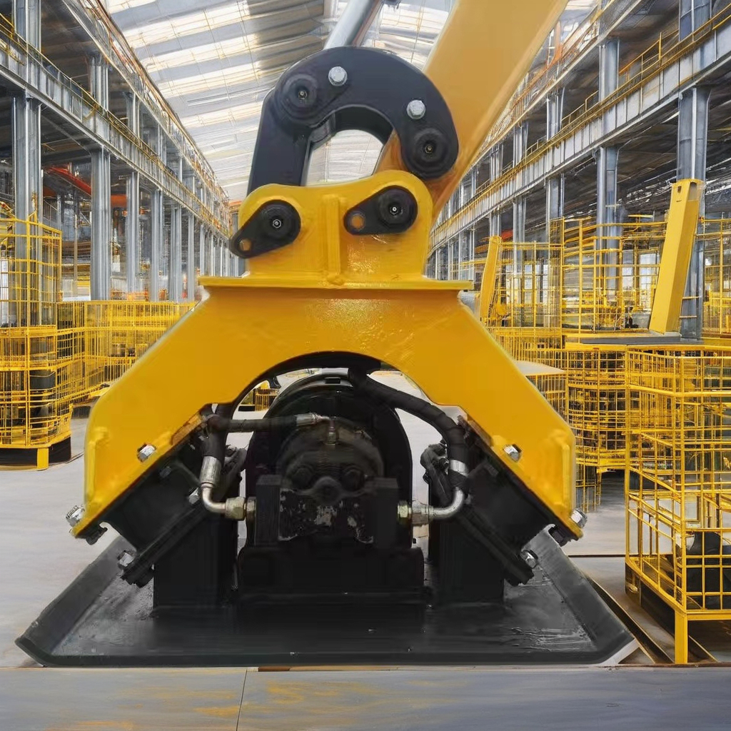 vibratory compactor roller boom mounted excavator