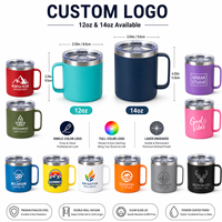 Tasse à café isotherme en acier inoxydable avec poignée, 12oz 14oz, personnalisable, double paroi, pour voyage, avec logo sur mesure, vente en gros