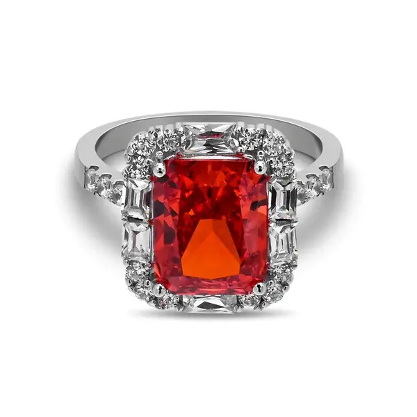 925 स्टर्लिंग चांदी की अंगूठी के साथ प्राकृतिक लाल गार्नेट और घन Zirconia रत्न हस्तनिर्मित अद्वितीय गहने