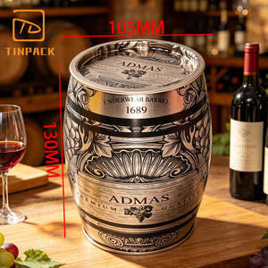 Lata de hojalata soldada estilo barril vintage, contenedor de hojalata con soldadura de costura apta para alimentos, caja metálica impresa personalizada para embalaje de regalos - Product Image 2
