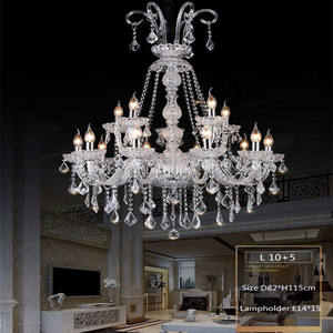 Nouveau Style Europe escalier pas cher hôtel hall luxe Design Clair k9 perles de cristal Verre Led Ampoules lustre - Product Image 4