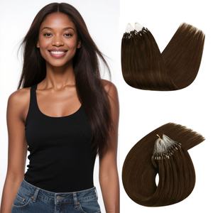 Extensions de cheveux Remy lisses 100% brésiliennes à micro-anneaux, 8-32 pouces, toutes couleurs, permanentes - Product Image 1