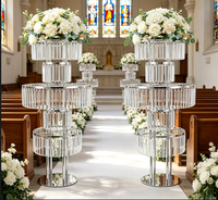 Support à fleurs moderne en acrylique de luxe à 5 niveaux, 110 cm de haut, pour mariage, fête, événement, décoration sur pied