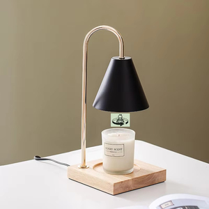 Lámpara de mesa con calentador de velas, luz regulable, base de madera, luces para derretir cera, para decoración del hogar, dormitorio, adornos de mesa - Product Image 3