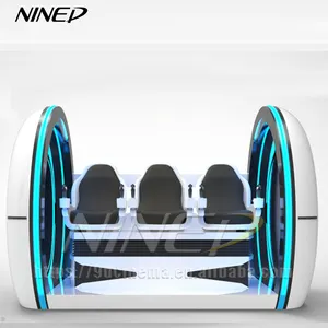 Nined VR 3-seater หารายได้เครื่องเกมเสมือนจริงรถไฟเหาะจำลอง VR 9D เสมือนจริง