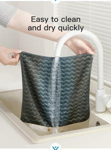 Green Microfiber Woven Towel 300gsm Square Quick-Dry Soft & Absorbent Kitchen <b>Dish</b> <b>Cloths</b> Reusable Stripe Machine Washable <b>Cloth</b> - Product Image 2