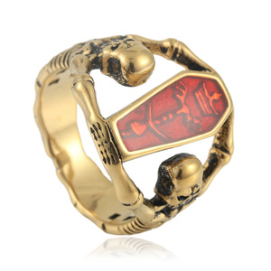 Anillo de Calavera Plateado para Hombre, Estilo Punk, Diseño Geométrico, Engaste de Bisel, Joyería de Regalo 24039 - Product Image 5