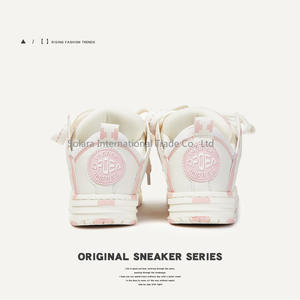 Chaussures de sport décontractées en cuir véritable à semelle épaisse pour femmes, lacets respirants, automne/hiver, tennis, marche, mode, skateboard - Product Image 5