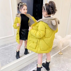 Veste d'hiver rembourrée en coton élégante mi-longue pour <span class=keywords><strong>fille</strong></span> avec capuche à oreilles d'ours Vêtement d'hiver épais décontracté - Product Image 4