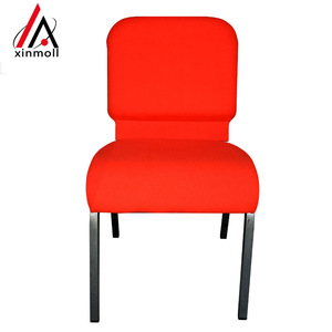 Sillas de Adoración, Sillas de Capilla, Fabricante de Sillas Metálicas para Iglesias y Lugares de Culto en Tela Roja con Estructura Plateada - Product Image 2