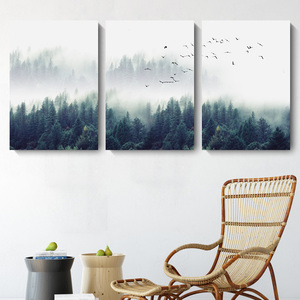 Arte de pared abstracto moderno lienzo de 3 piezas arte de pared paisaje de bosque denso pinturas de naturaleza muerta para la decoración del hogar de la sala de estar - Product Image 4