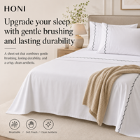 HONI Ensemble de literie classique à prix abordable, 100 fils, couleur unie, durable, avec drap plat, pour tous les âges