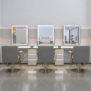 Miroir de salon de coiffure haut de gamme table miroir de salon de coiffure table de miroir spéciale en acier inoxydable table de miroir de repassage et de teinture - Product Image 3