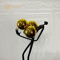 Escultura Abstracta Contemporánea de Bola Dorada Simple, Artesanía de Metal para Decoración del Hogar, Estatua de Lujo para Hotel