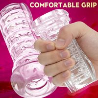 Godet de masturbation masculin en silicone transparent avec intérieur texturé, étanche, masturbateur manuel, jouet sexuel pour hommes, facile à nettoyer