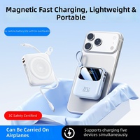 Batterie externe portable avec câble intégré 10000 mAh, charge sans fil 22,5 W, charge ultra-rapide, matériau ABS compact