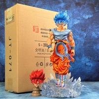 Figura de Anime Super Saiyan Goku con Doble Cabeza y Luz LED, Modelo de PVC GK, con Caja de Cartón, Venta al Por Mayor